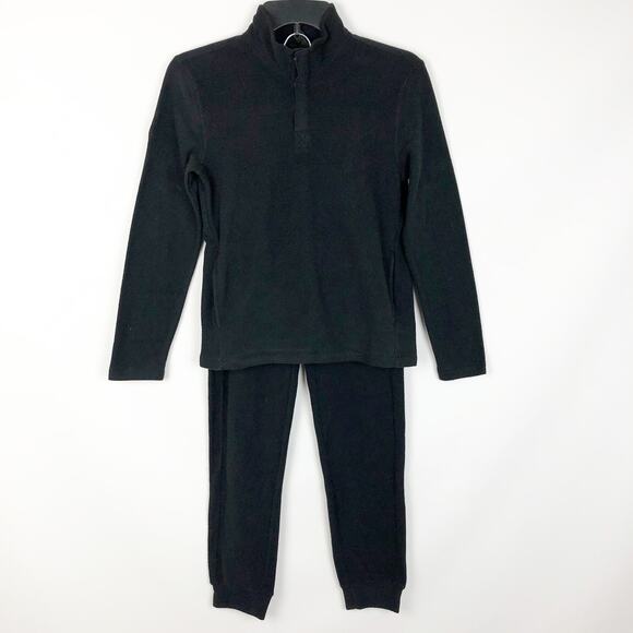 Z By Zella Kids Sweatshirt + Sweatpant Set 10/12 Black Long Sleeve Snap Fleece - Picture 1 of 16